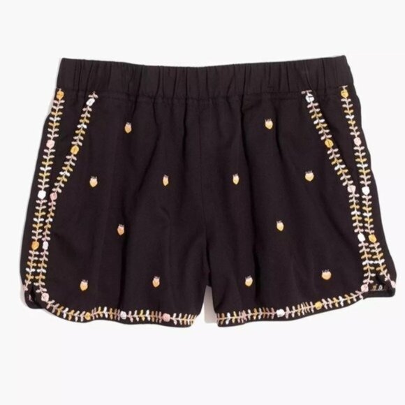 Madewell Women’s Black Embroidered Springtime Pull On Shorts Size XXS - Picture 2 of 7